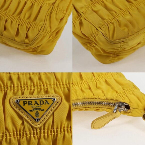 PRADA Accessory Pouch Nylon Yellow Silver Auth 127600V - Picture 16 of 16